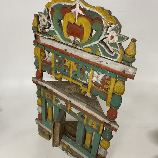 SHELF, Painted Carved Wood 60cm H